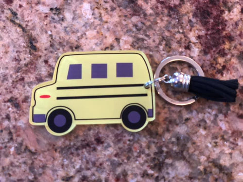 School Bus Keychain Personalized