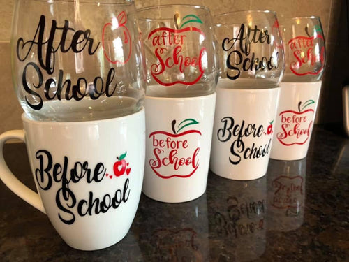 Before School/After School Coffee mug/glass set